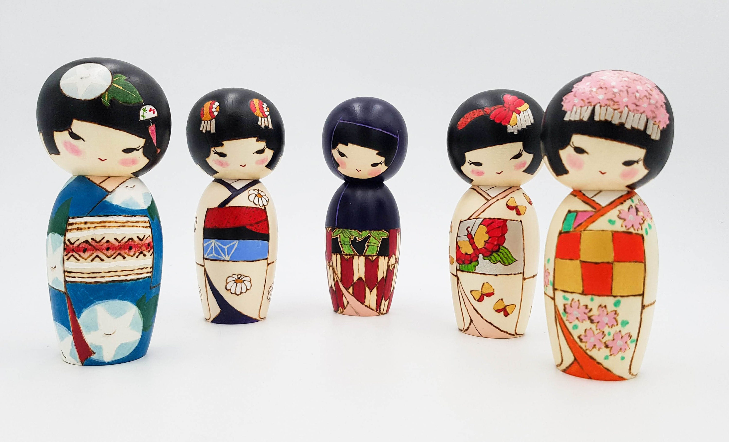 Ryofu wooden collection Kokeshi doll Etsy