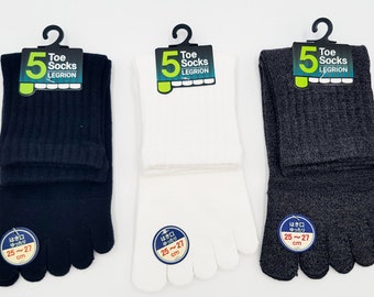 Japanische Socken 5 Finger aus Baumwolle und Motiv Uni Schwarz Weiß Grau Made In Japan Größe Fr 40 - 45