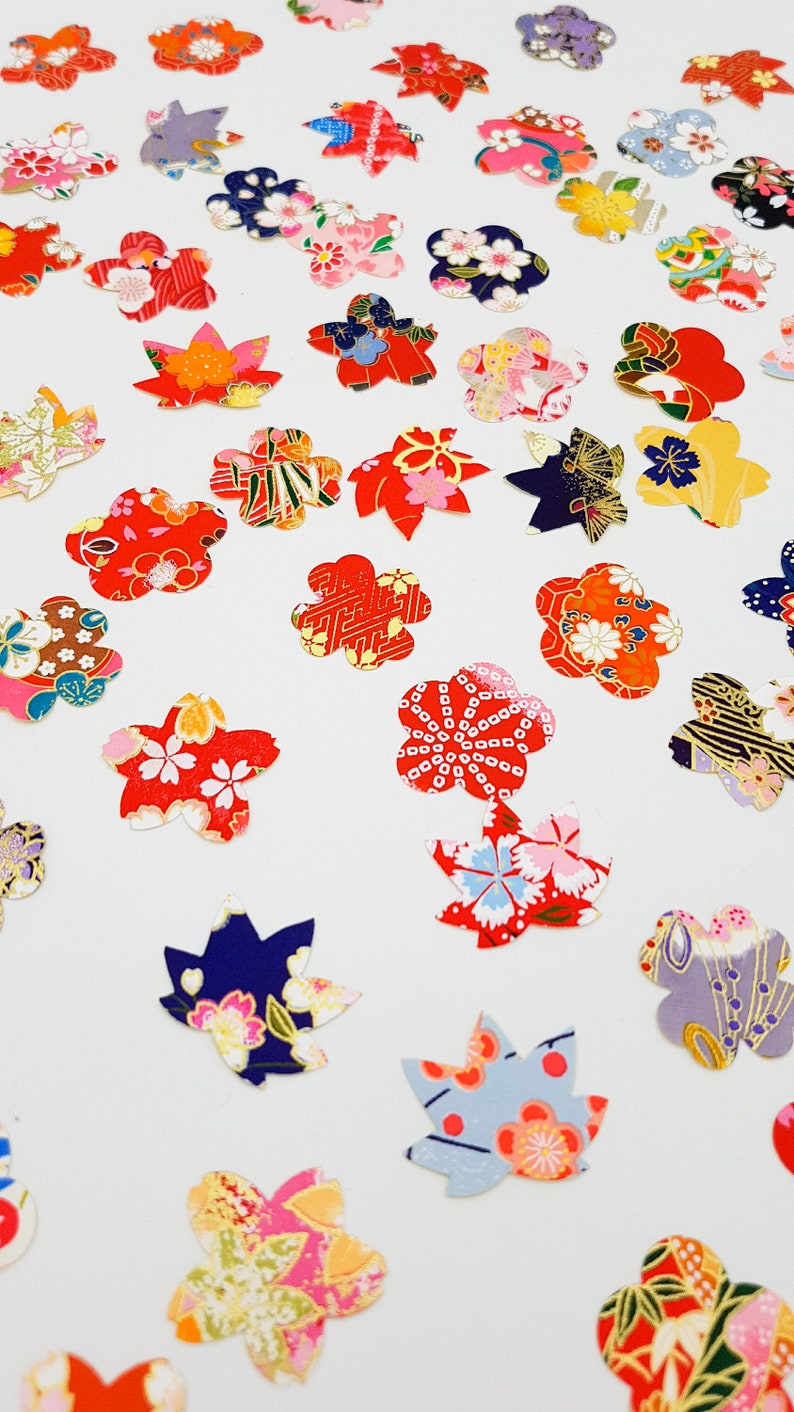 Lot 80 sakura flower stickers in decorative Japanese paper from Kyoto image 3