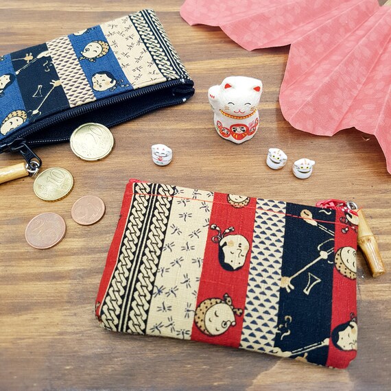 Buy Handcrafted Japanese Cotton Wallet With Zip Closure With Comic