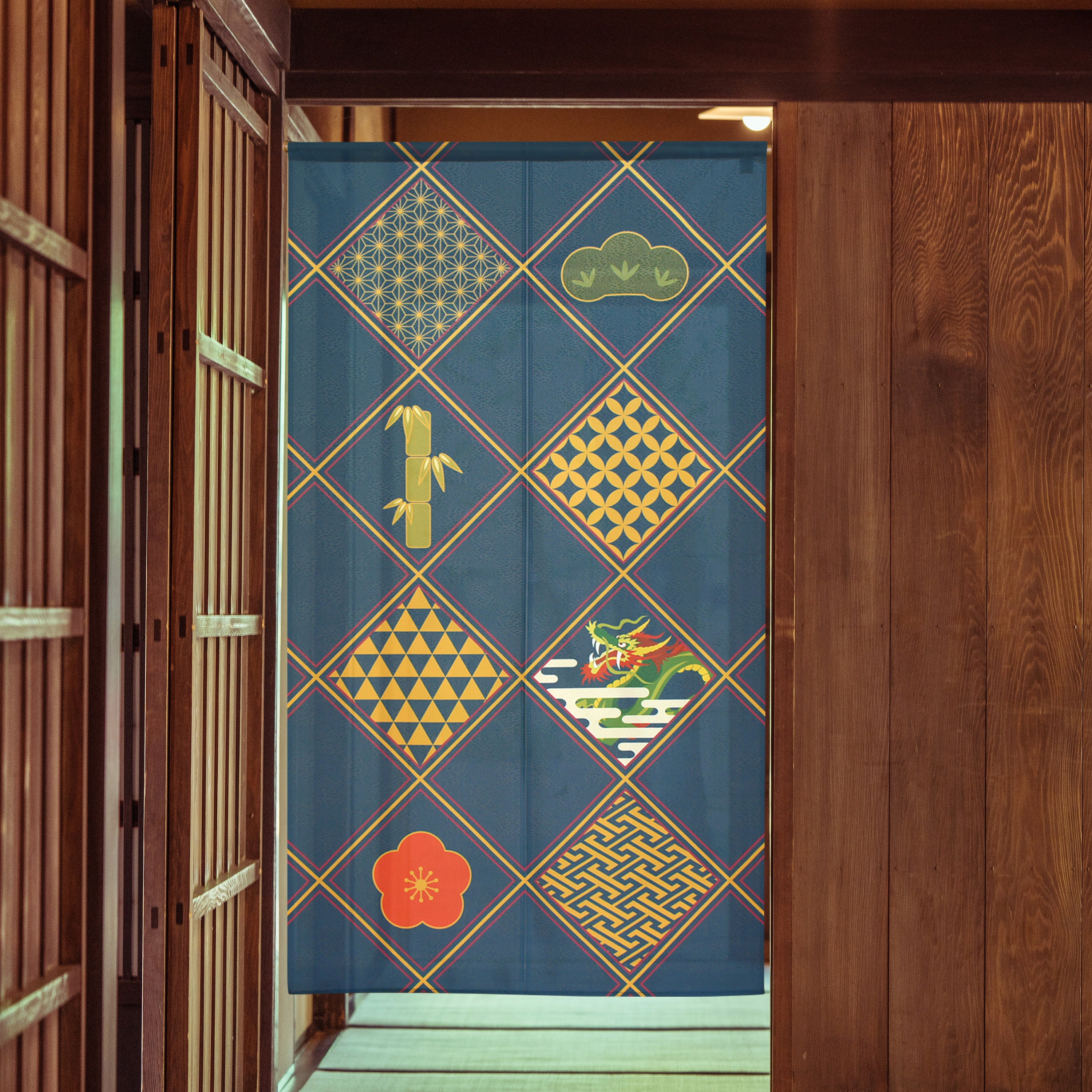 Noren Japanese Door Curtains Geometric and Symbols Pattern, Japan Tapestry  Window Curtain -  Ireland