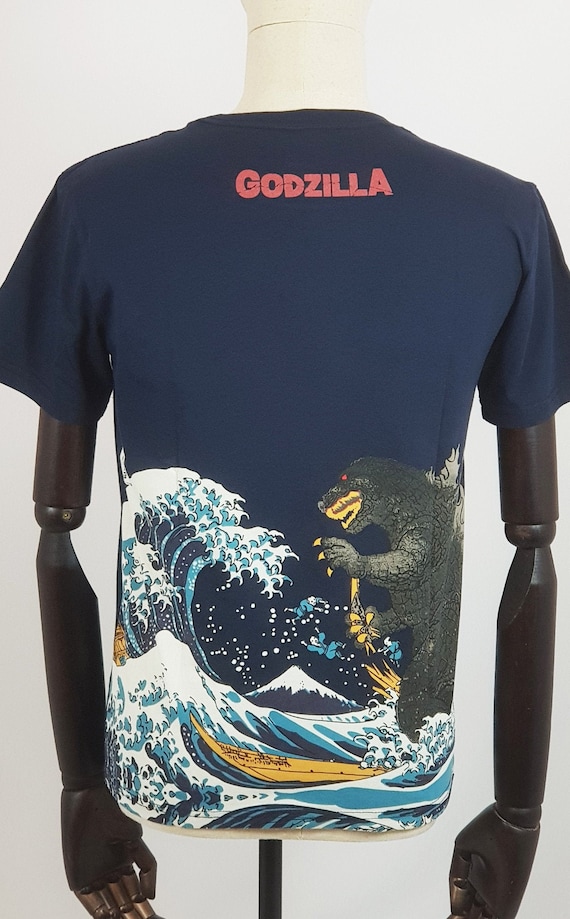 filosofisk Sukkerrør Afslut Blue Godzilla Waves Ukyo-e Hokusai Print Style T-shirt - Etsy
