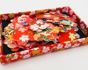 Lot 80 sakura flower stickers in decorative Japanese paper from Kyoto