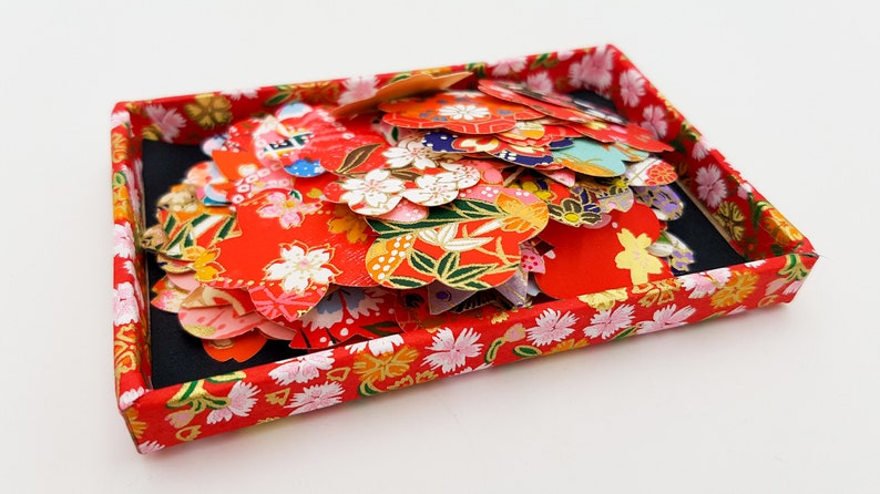 Lot 80 sakura flower stickers in decorative Japanese paper from Kyoto image 1
