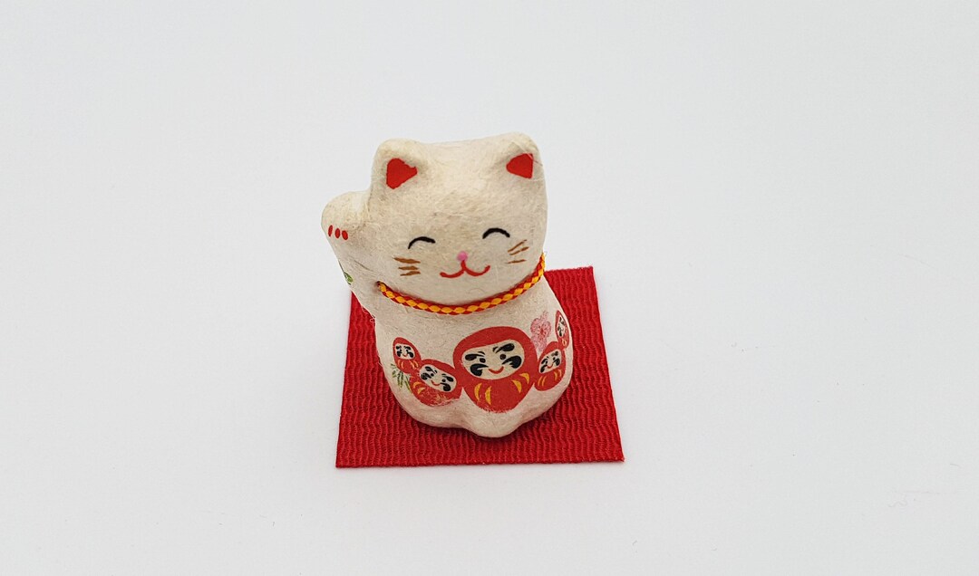 Daruma Lucky Cat Paper Mache Cat Japan Handmade Artisan Lucky Etsy
