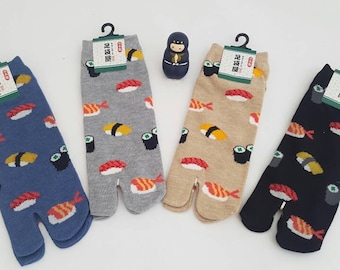 Japanese Tabi Socks in Cotton and Sushi Pattern Made in Japan Size Fr 40 - 45