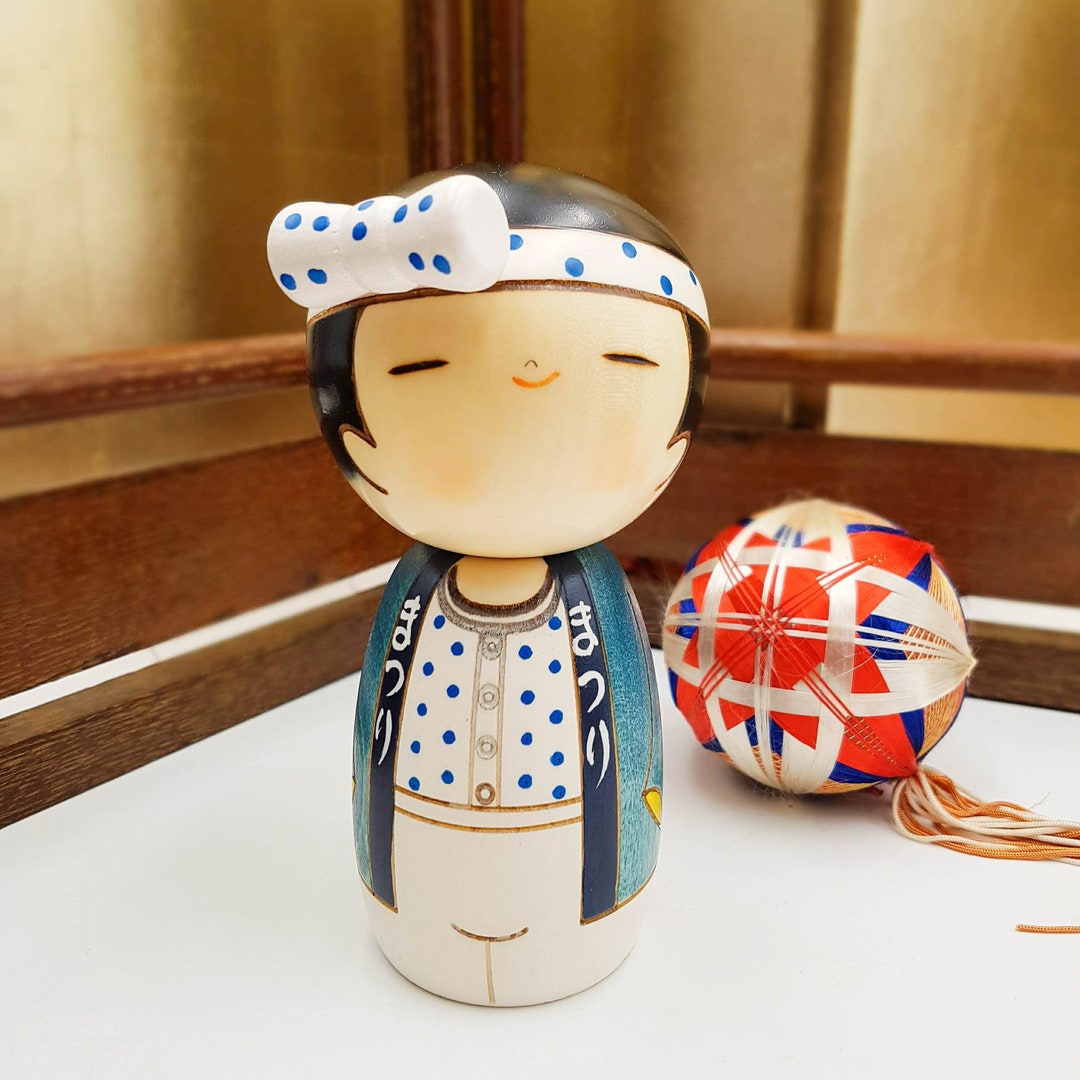 Figurine porte-bonheur japonais trèfle et animaux en bois et tissu chirimen  -  France