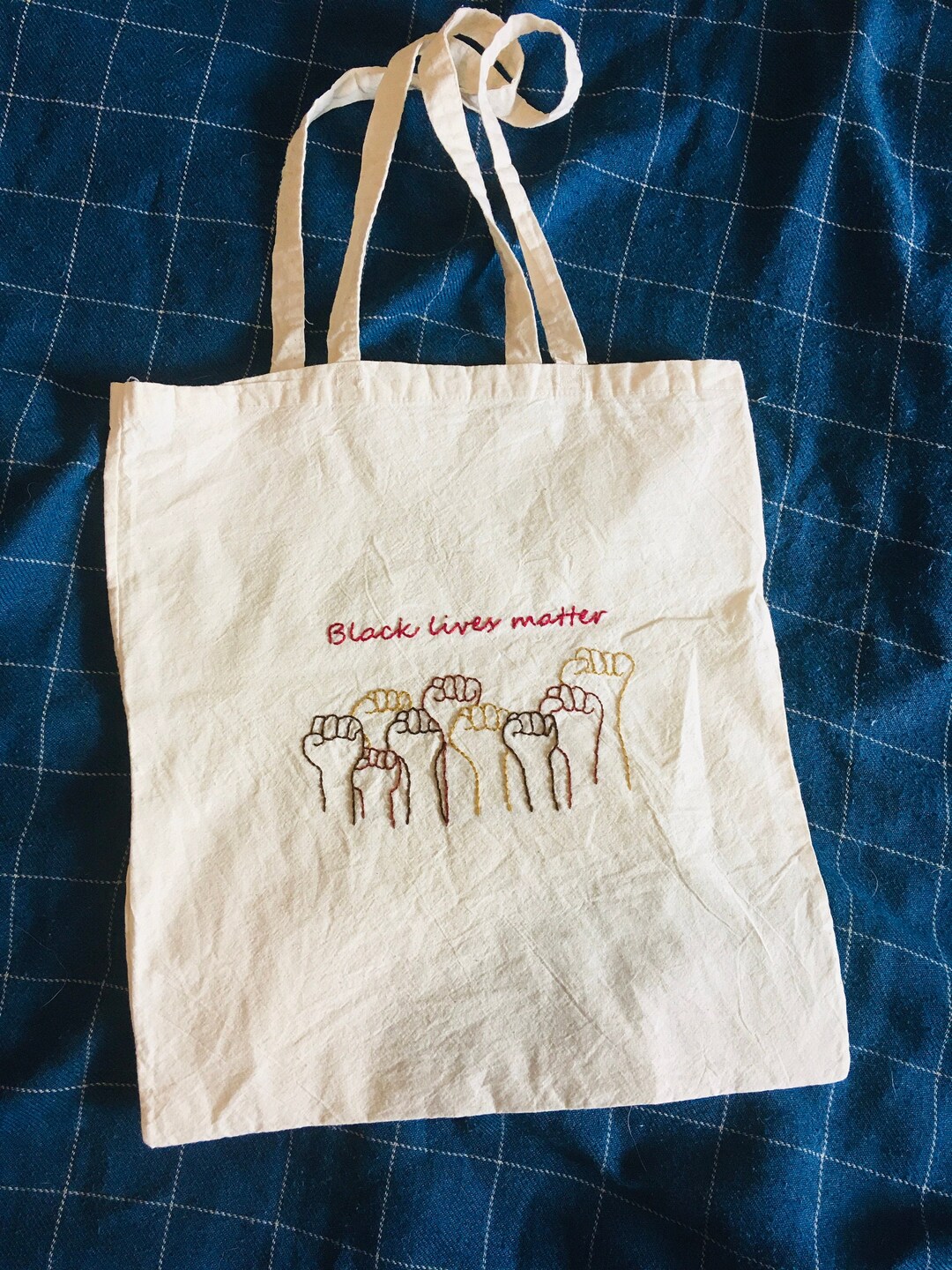Black Lives Matter Hand Embroidered Cotton Tote Bag - Etsy UK