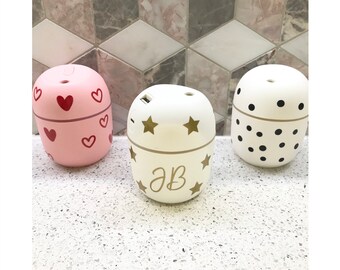 Personalised aroma diffuser heart print, polka dot, star print. White or pink available. Different designs available. Add name/initials/word