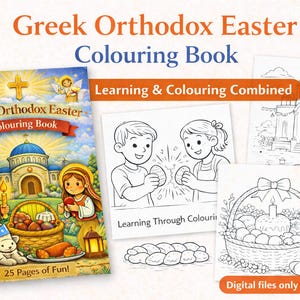 Greek Easter Colouring Book for Kids  25 Page Digital Download  Learn Greek Orthodox Traditions Through Colouring  25 Printable Pages