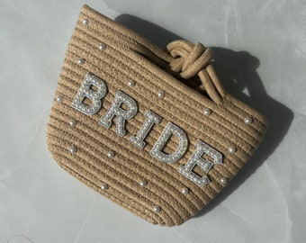 Personalised MRS mini basket bag. Personalised beach bag. Wedding honeymoon mini bag bride wifey personalised bucket bag. Ideal for a gift