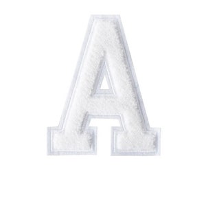 All white Chenille Patch Letter Patches Iron on /Sew on Retro Alphabet Gold. Personalise your own accessories. White letter patch