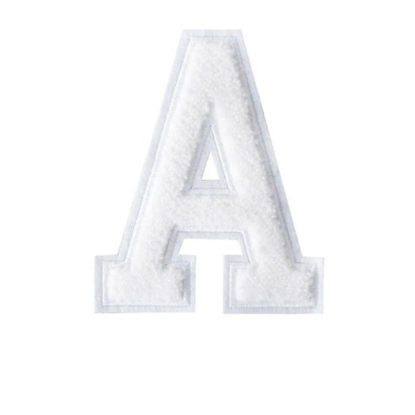 All white Chenille Patch Letter Patches Iron on /Sew on Retro Alphabet Gold. Personalise your own accessories. White letter patch