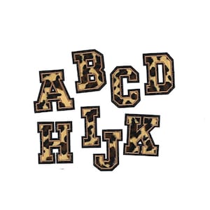 Leopard Print Chenille Letter Patch: 8cm Iron-On Applique