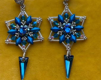 Blue and Silver holiday earrings