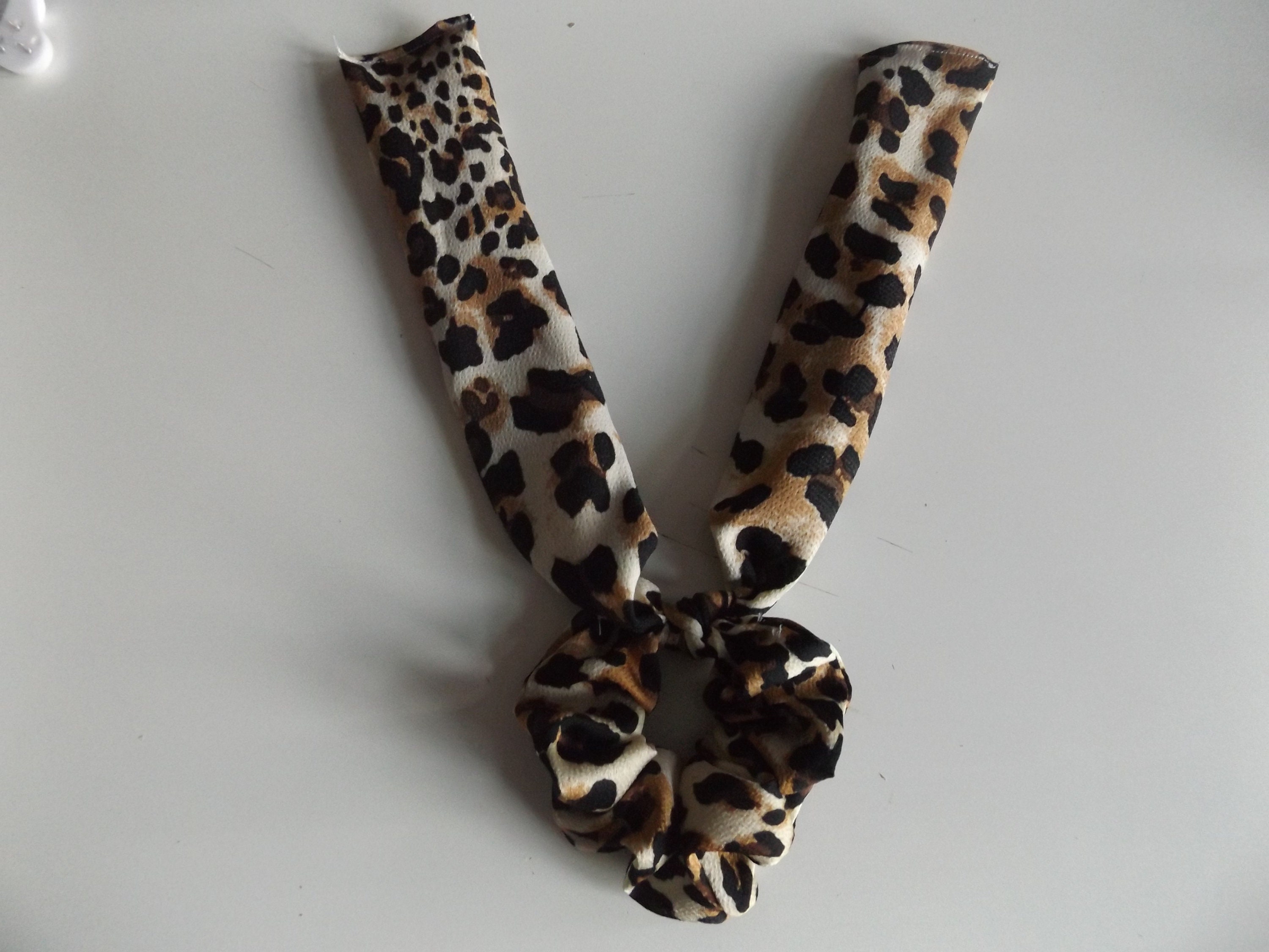 Leopard print scrunchie hair scarf 100% handmade | Etsy