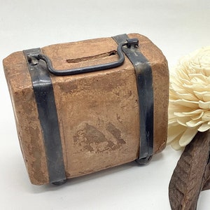Vintage Toy Stoneware Coin Bank - Suitcase
