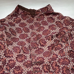 1870s-1880s Burgundy Silk Chrysanthemum Bodice - Amazing Fabric