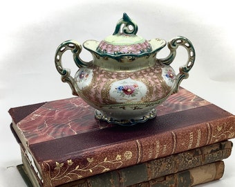 Bohemian Victorian Gilded Lidded Sugar Bowl - French Louis XVI Style
