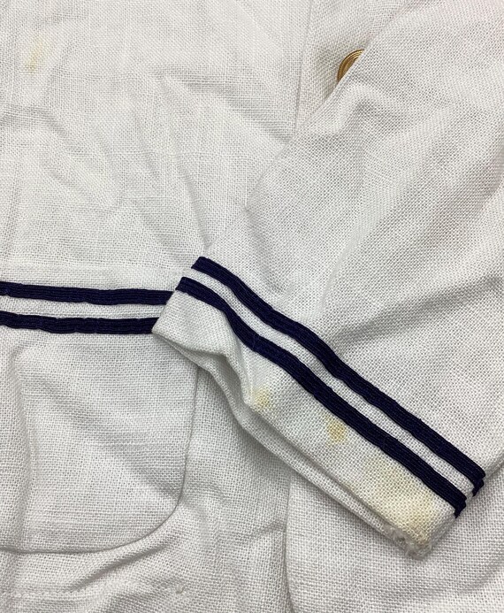 White and Navy Blue Linen Toddler's Sailor Coat  … - image 4