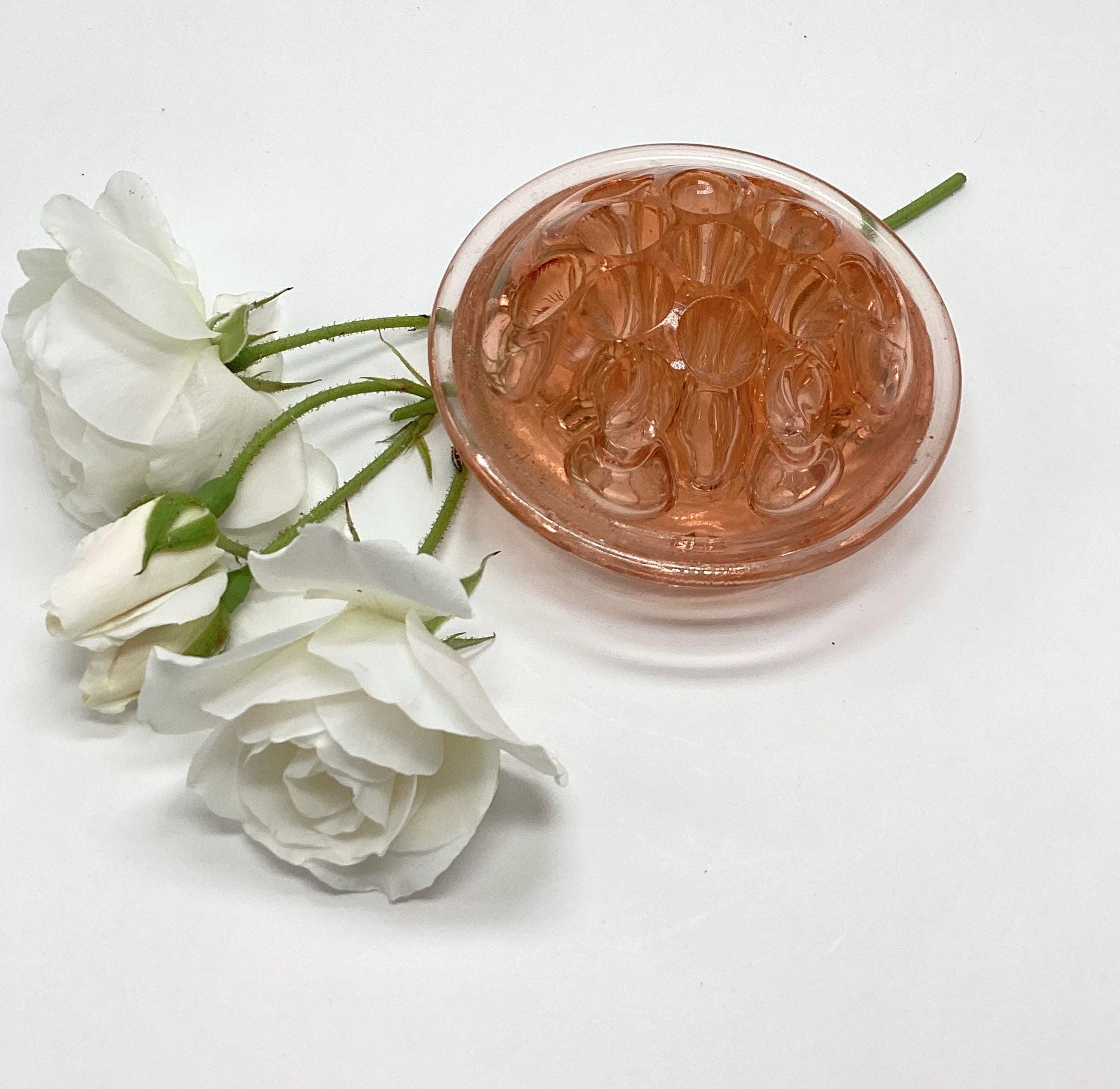Fabulous Heavy Pink Depression Glass Flower Frog - Larger Size