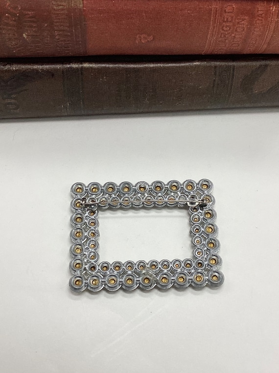 Art Deco Flapper Rectangular Rhinestone Brooch - image 3
