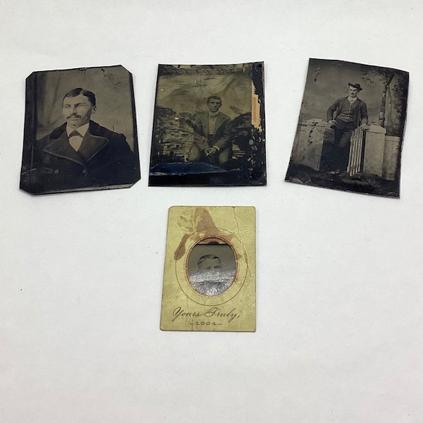 Set of 4 1870s-1890s Handsome Men Tintypes