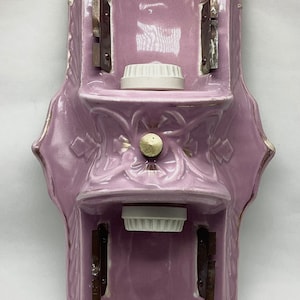 Art Deco Lilac Gilden Ceramic Double-Socket Light Fixture