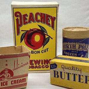 Mint Advertising Vintage Tobacco and Food Cartons, Boxes Lot of 4 - Brilliant Coloring