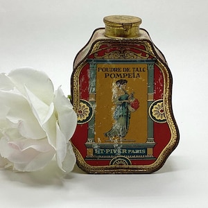 Unique Art Deco Talc Lithograph Tin &quot;Poudre de Talc Pompeia&quot;
