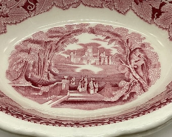 Ironstone Red Transferware Mason&#39;s Vista England Oval Serving Dishes