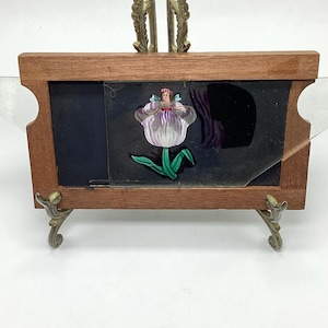 1900s Three-Slide, 3D, Moveable Glass Magic Lantern Slide Set in Frame With Fairy
