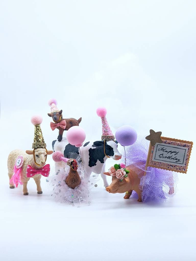 Farmyard Cake Topper Set / Farmyard Animal Cake Toppers / Etsy UK