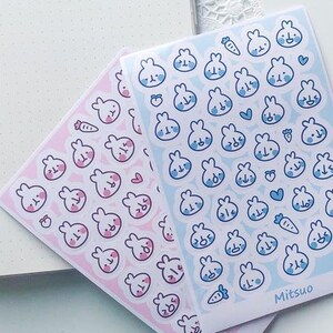 Cute bunny sticker sheet kawaii journal deco journaling planning deco decoration stickers usagi