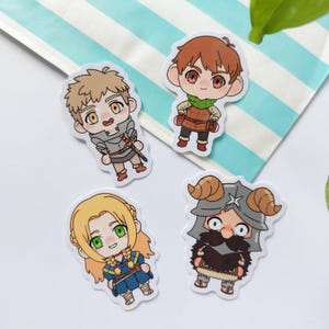 Adesivos de anime de comida de masmorra senshi dragão laios marcille chimchuck dnd meishi dragões deliciosos cozinhando monstros kirchen anime mangá