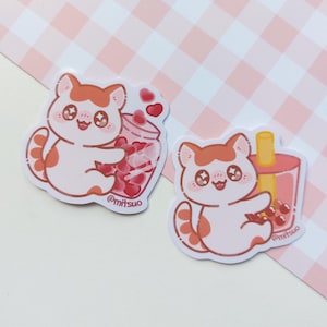 Mochi the cat stickers original neko cute sticker boba tea pack kawaii cats vynil