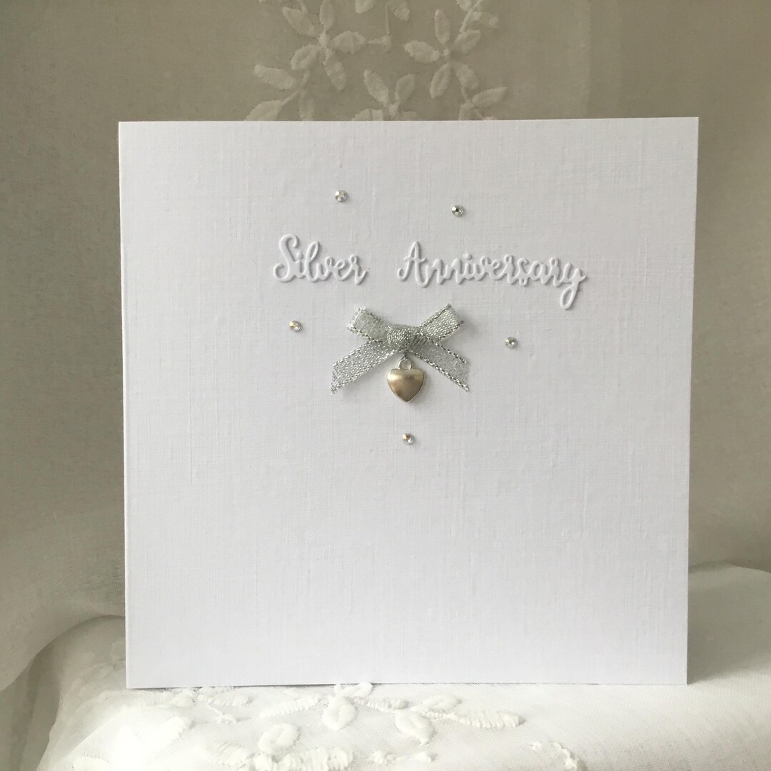 Silver Anniversary Card, 25th Wedding Anniversary, Handmade Card ...