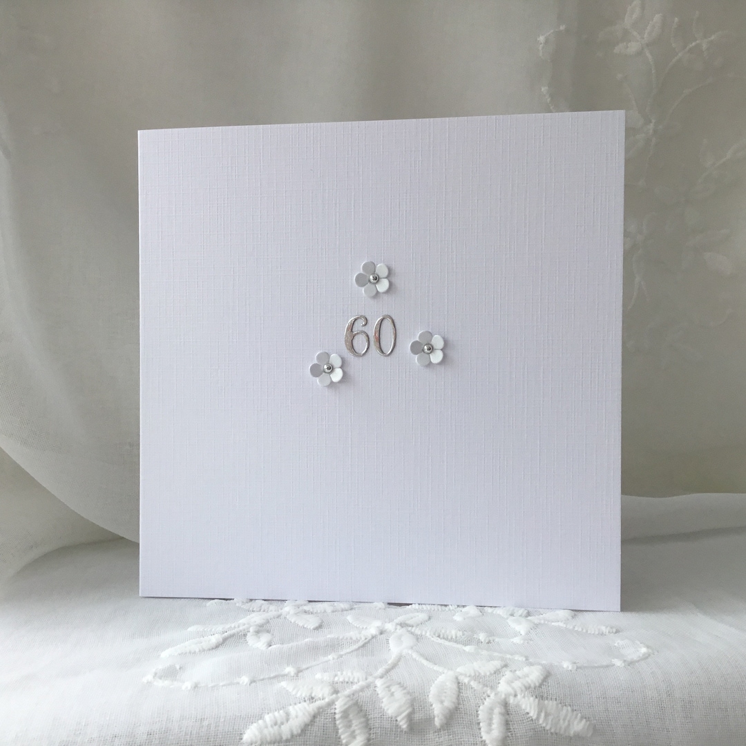 60th Birthday Card for Her, Handmade Card, Minimalist Stylish Design ...