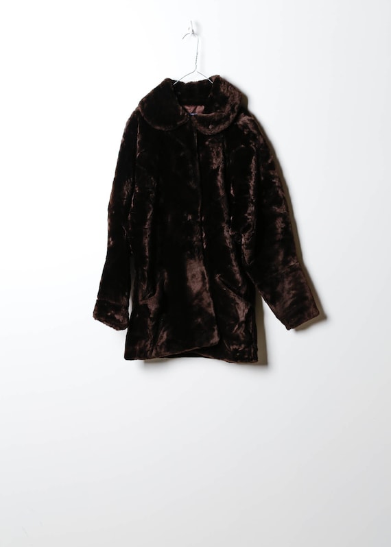 Vintage Women's Fake Fur Coat in Brown