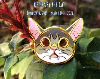 Henry the Cat 1.25 inch Gold Hard Enamel Pin