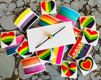Rainbow Pride bracelet and 18 stickers LGBTQ+
