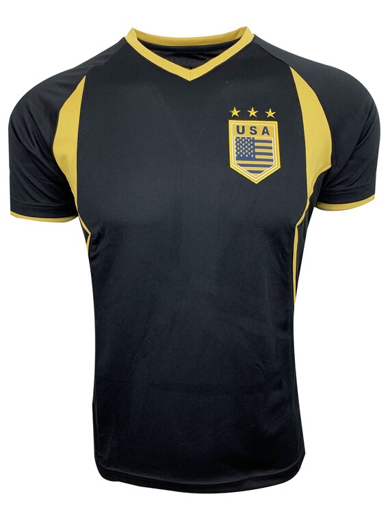 USA Mens Soccer Black & Gold Jersey USA Soccer Training Etsy