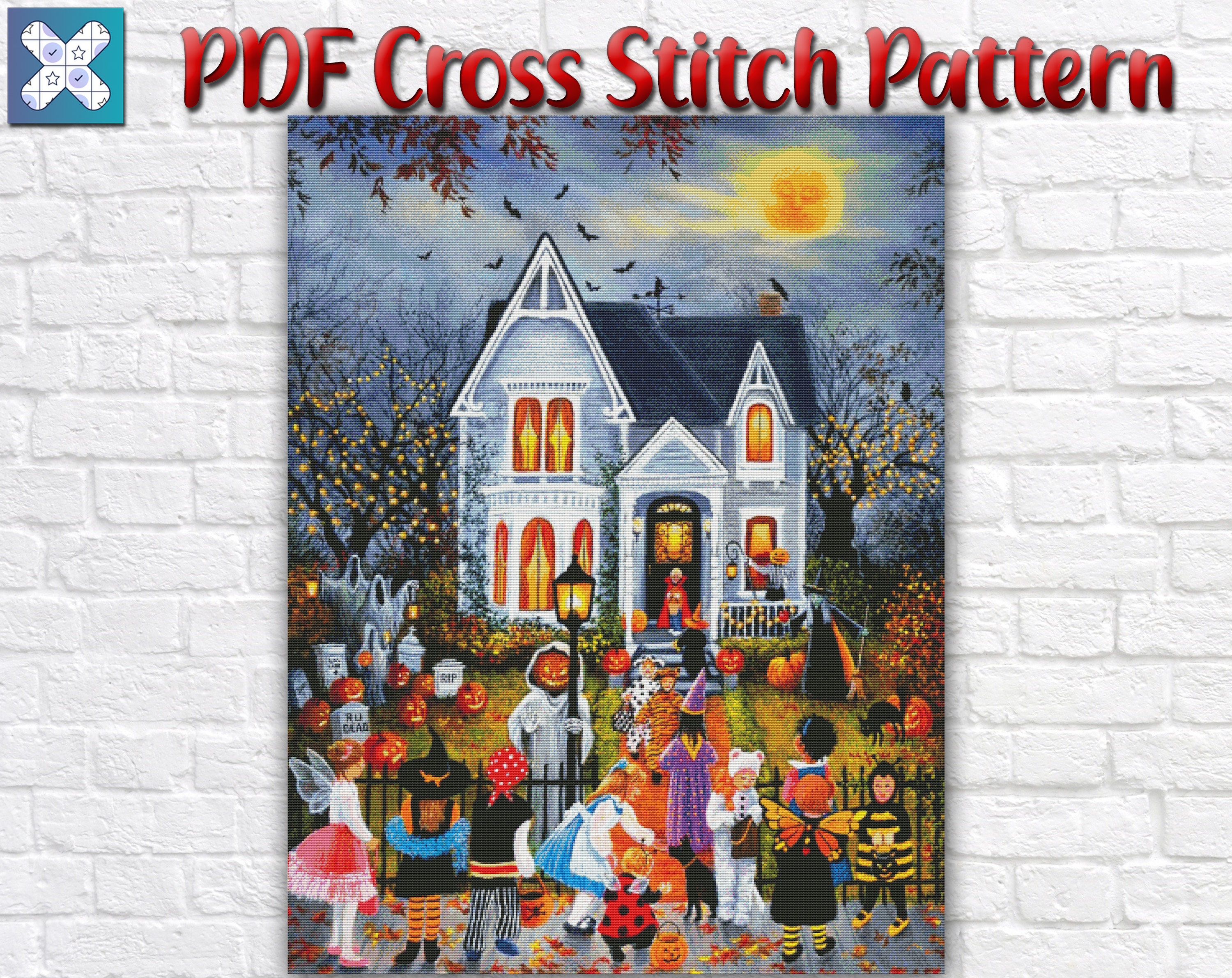 Halloween Cross Stitch Pattern / Halloween Cross Stitch Chart / Halloween PDF Chart / Susan Rios Cross Stitch Chart / Instant PDF Pattern