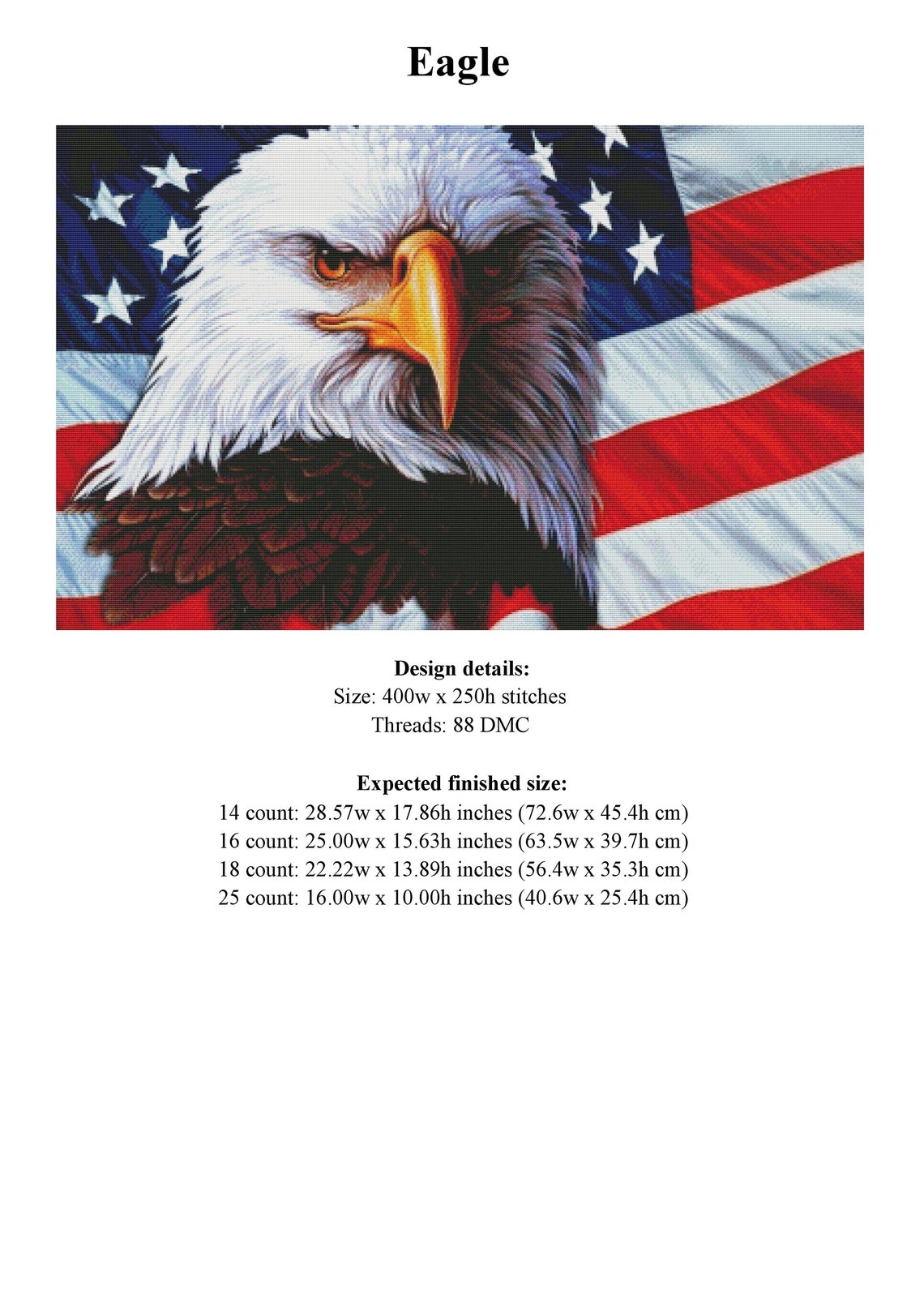 Bald Eagle Cross Stitch Pattern / USA Flag Counted Cross | Etsy