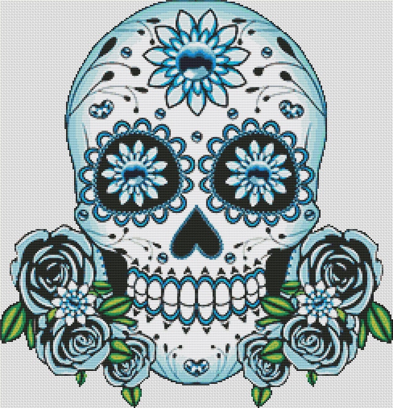Sugar Skull Cross Stitch Pattern / Halloween Cross Stitch - Etsy