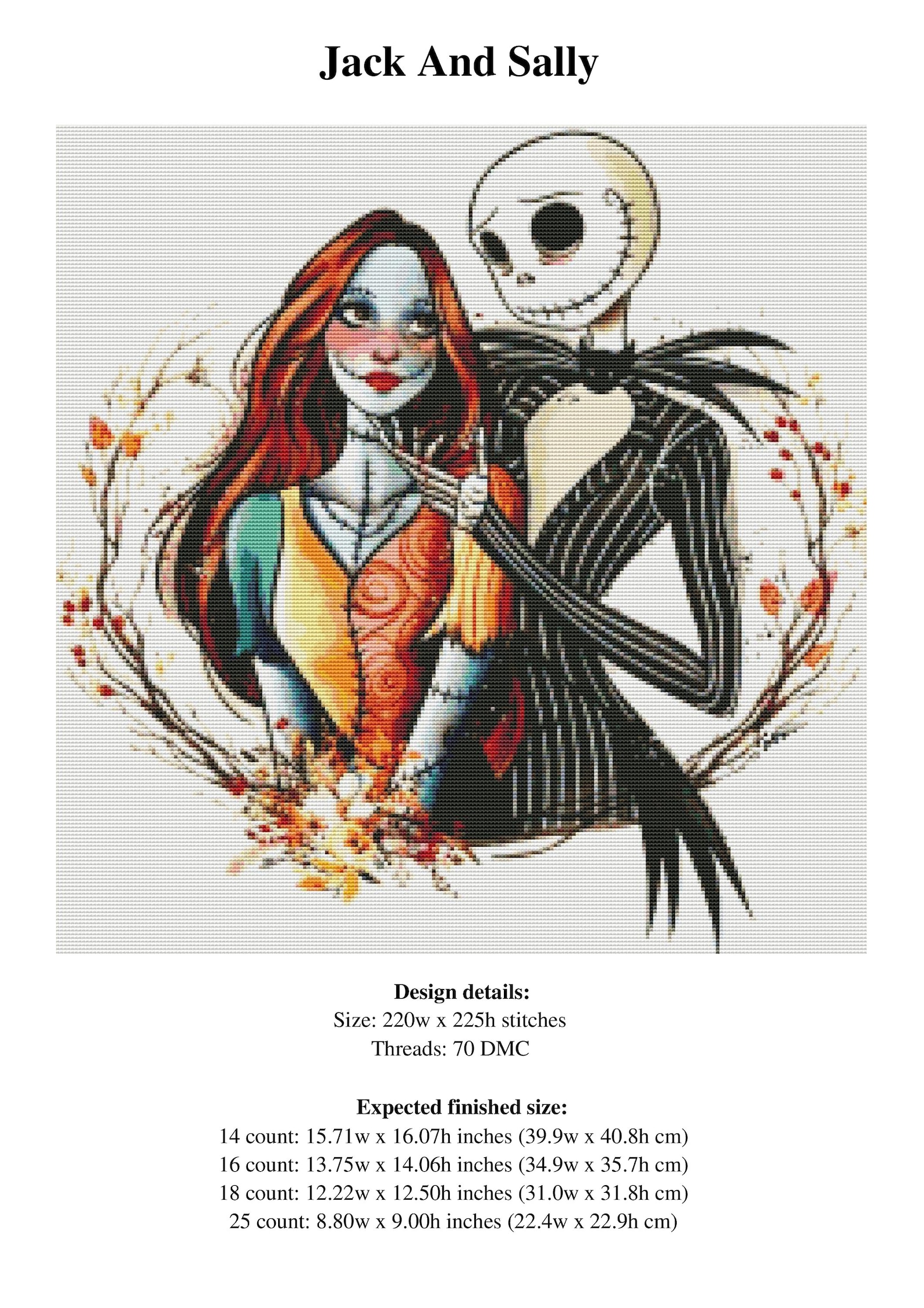 Jack And Sally Skellington Counted Cross Stitch Pattern / | Etsy