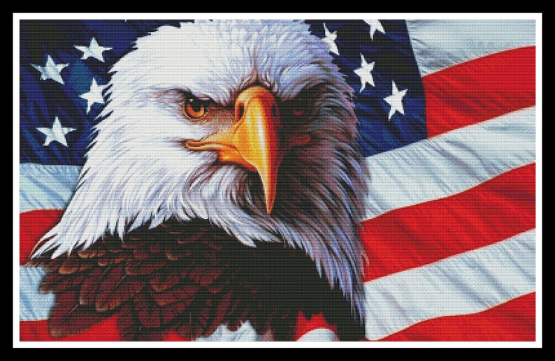 Bald Eagle Cross Stitch Pattern / USA Flag Counted Cross Etsy