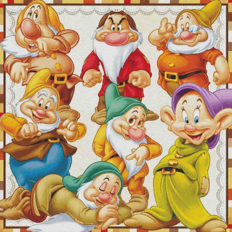 7 Dwarfs Cross Stitch Pattern / 7 Dwarfs Cross Stitch Chart / - Etsy