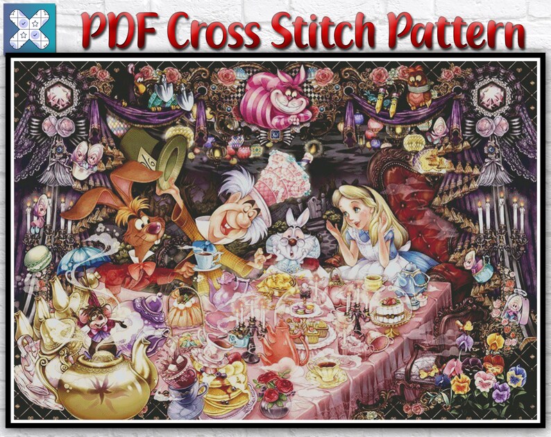 Alice in Wonderland Cross Stitch Pattern / Alice in Wonderland Etsy