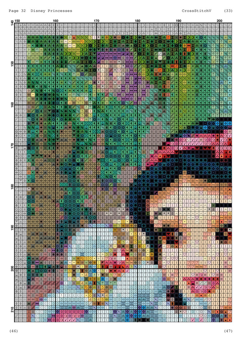 Disney Cross Stitch Pattern / Princess Cross Stitch Pattern / Etsy